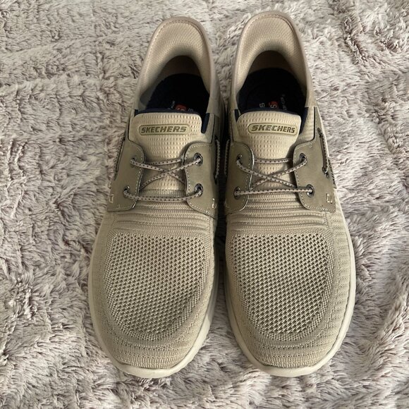 Skechers Delson 3.0 Men's Sz 10.5 US Hands Free Slip Ins Shoes 210606 Taupe Nice - Picture 1 of 16